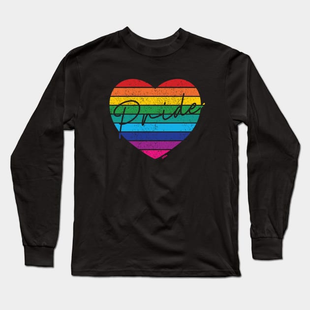 Retro Rainbow Heart - Pride Long Sleeve T-Shirt by meownarchy